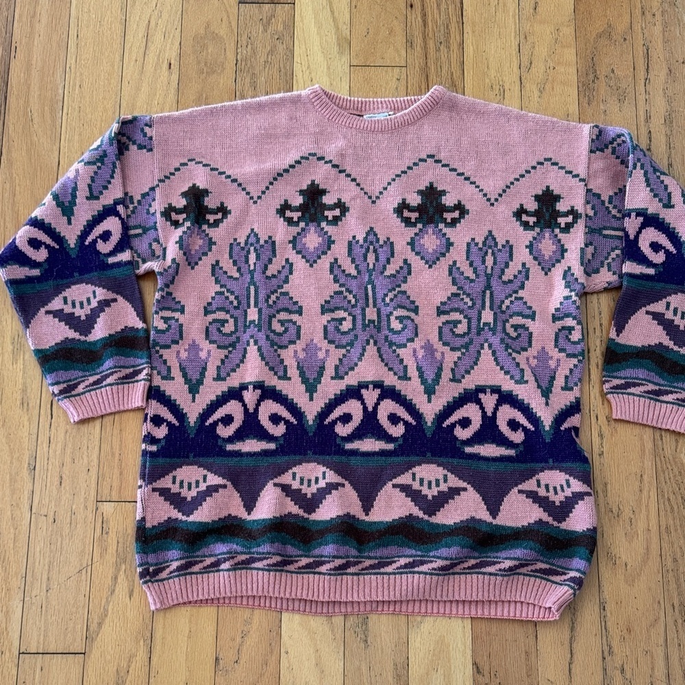Monte Belo | Made in West Germany | Vintage Pink and Purple Sweater | size L